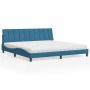 Lova su čiužiniu, Hanko, mėlynos spalvos, 200x200cm, aksomas
