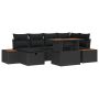 Sodo Sofų Rinkinys su pagalve 7 pcs Juoda poliratanas