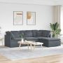Modulinė sofa su pakoja ir pagalvėlėmis, aksominė, tamsiai pilka