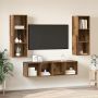 TV spintelių komplektas 3 pcs Senovinis medis Apdirbta mediena
