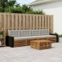 Lauko sofos komplektas 5 pcs Natūrali ir šviesiai pilka
