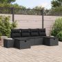 Sodo Sofų Rinkinys su pagalve 6 pcs Juoda poliratanas