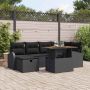 Sodo Sofų Rinkinys 7 pcs Juoda poliratanas