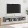 TV spintelės su LED lemputėmis, 2vnt., betono, 80x30x30cm