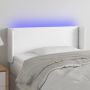 Galvūgalis su LED, baltos spalvos, 103x16x78/88cm, dirbtinė oda