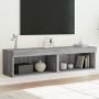 TV spintelės su LED, 2vnt., pilkos ąžuolo, 60x30x30cm