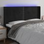 Galvūgalis su LED, juodos spalvos, 163x16x118/128cm, aksomas