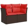 Sodo sofa su pagalvėlėmis, dvivietė, ruda, polirotangas