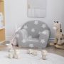 Vaikiška sofa, šviesiai pilka, minkštas pliušas, su žvaigždėmis