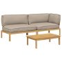 Sofos komplektas su pagalve 3 pcs Taupe Kietos akacijos mediena