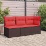 Sodo sofa su pagalvėlėmis, 3 sėdimos vietos, ruda, polirotangas