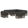 Sodo Sofų Rinkinys 14 pcs Pilka poliratanas