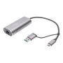 Digitus | USB Type-C Gigabit Ethernet Adapter 2.5G, USB-C + USB A (USB3.1/3.0) | DN-3028 | USB3.0/USB C 3.1 to 2.5G Ethernet Adapter