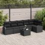 Sodo Sofų Rinkinys su pagalve 7 pcs Juoda Poli ratanas