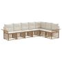 Lauko sofos komplektas 7 pcs Natūralus ir grietinėlės baltas