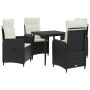 Sofa Stalo Rinkinys su pagalve 5 pcs Juoda ir kreminė balta
