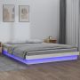 Lovos rėmas su LED, baltos spalvos, 200x200cm, medienos masyvas