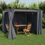 Pavėsinė su užuolaidomis, antracito, 3x3m, plienas