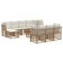 Lauko sofos komplektas 11 pcs Natūralus ir grietinėlės baltas