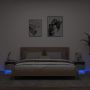 Naktinės spintelės su LED, 2vnt., betono pilkos, 40x39x37cm