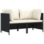 Dvivietė sodo sofa su pagalvėlėmis, juodos spalvos, poliratanas