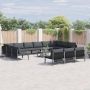 Sodo Sofų Rinkinys su pagalve 13 pcs Juoda Plienas