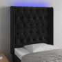 Galvūgalis su LED, juodos spalvos, 83x16x118/128cm, aksomas