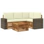 Lauko sofos komplektas 5 pcs Natūralus ir grietinėlė