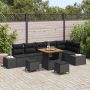 Sodo Sofų Rinkinys su pagalve 9 pcs Juoda Poli ratanas
