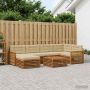 Lauko sofos komplektas su pagalve 7 pcs Natūralus ir bežinis
