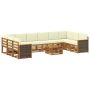 Lauko sofos komplektas su pagalve 8 pcs Natūralus ir grietinėlė