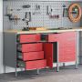 Darbo spinta su stalčių 3 pcs Raudona ir pilka 150 x 55 x 85 cm