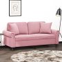 Dvivietė sofa su pagalvėlėmis, rožinės spalvos, 140cm, aksomas