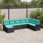 Sodo Sofų Rinkinys su pagalve 8 pcs Juoda Poli ratanas
