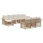 Lauko sofos komplektas 10 pcs Natūralus ir grietinėlės baltas