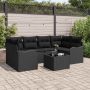 Sodo Sofų Rinkinys 7 pcs Juoda Poli ratanas, plienas ir stiklas