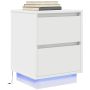 Spintelė prie lovos su LED lemputėmis Balta 38x34x50 cm