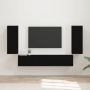 TV sieninio kabineto komplektas 4 pcs Juoda Apdirbta mediena