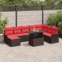 Sodo Sofų Rinkinys su pagalve 9 pcs Ruda Poli ratanas