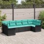 Sodo Sofų Rinkinys su pagalve 7 pcs Juoda Poli ratanas