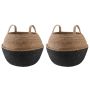 Vazonas su rankenomis 2 pcs Juoda Ø 45 x 36 cm 100% Jūros žolė