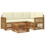 Lauko sofos komplektas 5 pcs Natūralus ir grietinėlė