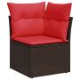 Sodo kampinė sofa su pagalvėlėmis, ruda, polirotangas