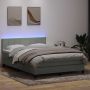 Lova su spyruokliniu/čiužiniu/LED, šviesiai pilka, 160x220 cm, aksomas