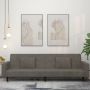 Dvivietė sofa-lova su dvejomis pagalvėmis, pilka, aksomas