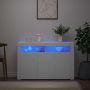 Šoninė spintelė su LED apšvietimu, balta, 115,5x30x75cm