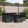 Sodo Sofų Rinkinys su pagalve 7 pcs Juoda