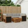 Lauko sofos komplektas 7 pcs Natūrali ir šviesiai pilka