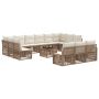 Sodo Sofų Rinkinys 14 pcs Smėlio poliratanas