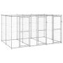 Lauko voljeras šunims su stogu, galvanizuotas plienas, 7,26m²